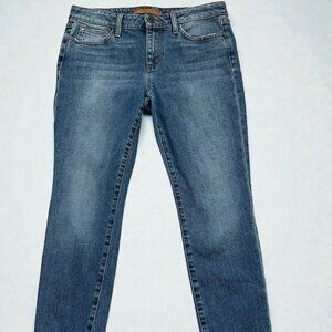 Joe's Skinny Ankle Jeans With Leather Trim at the Hem Size 28